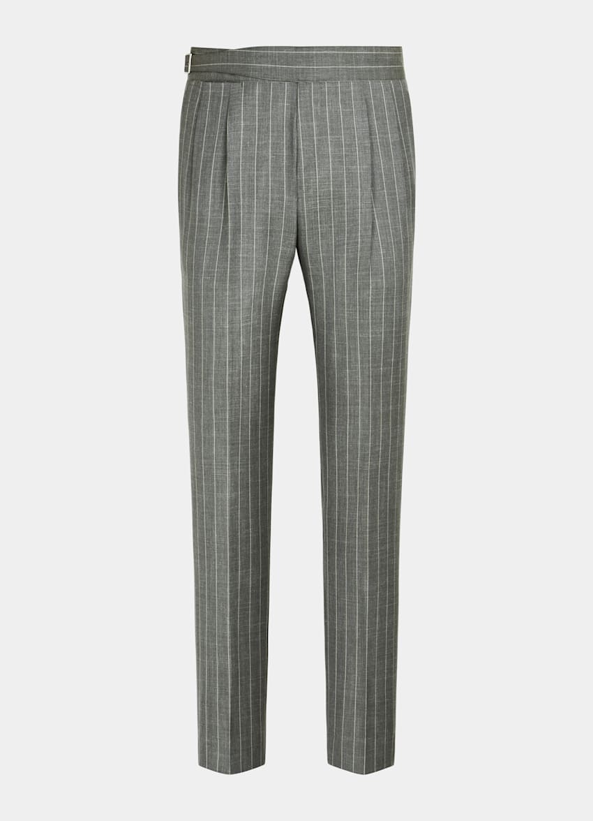 Light Green Striped Tailored Fit Havana Suit