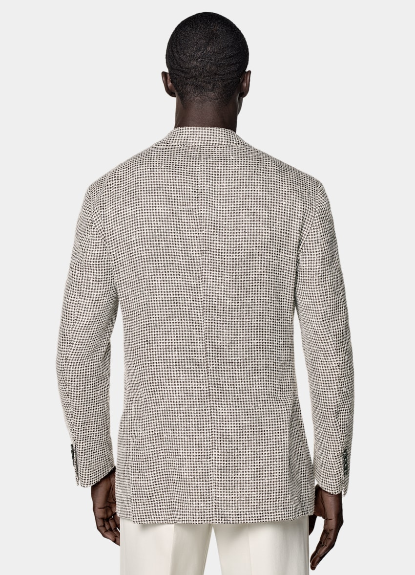 Mid Brown Checked Relaxed Fit Roma Blazer