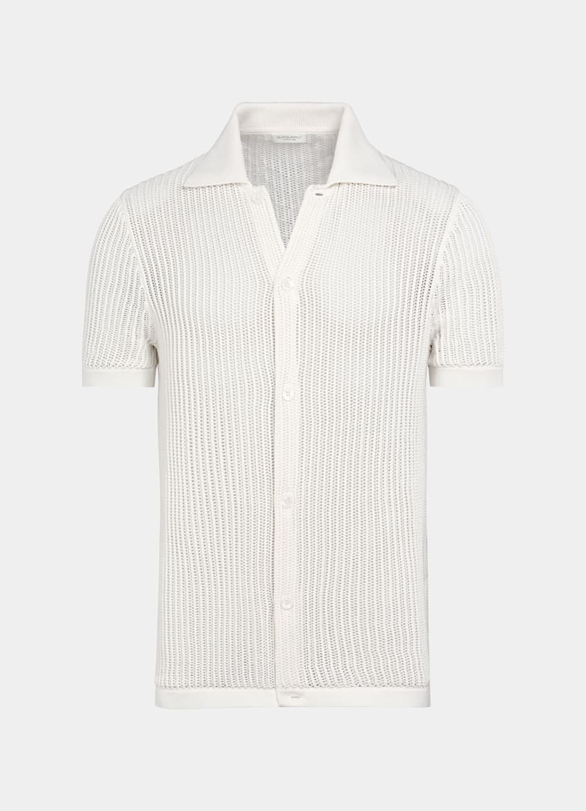 Off-White Crochet Polo Cardigan
