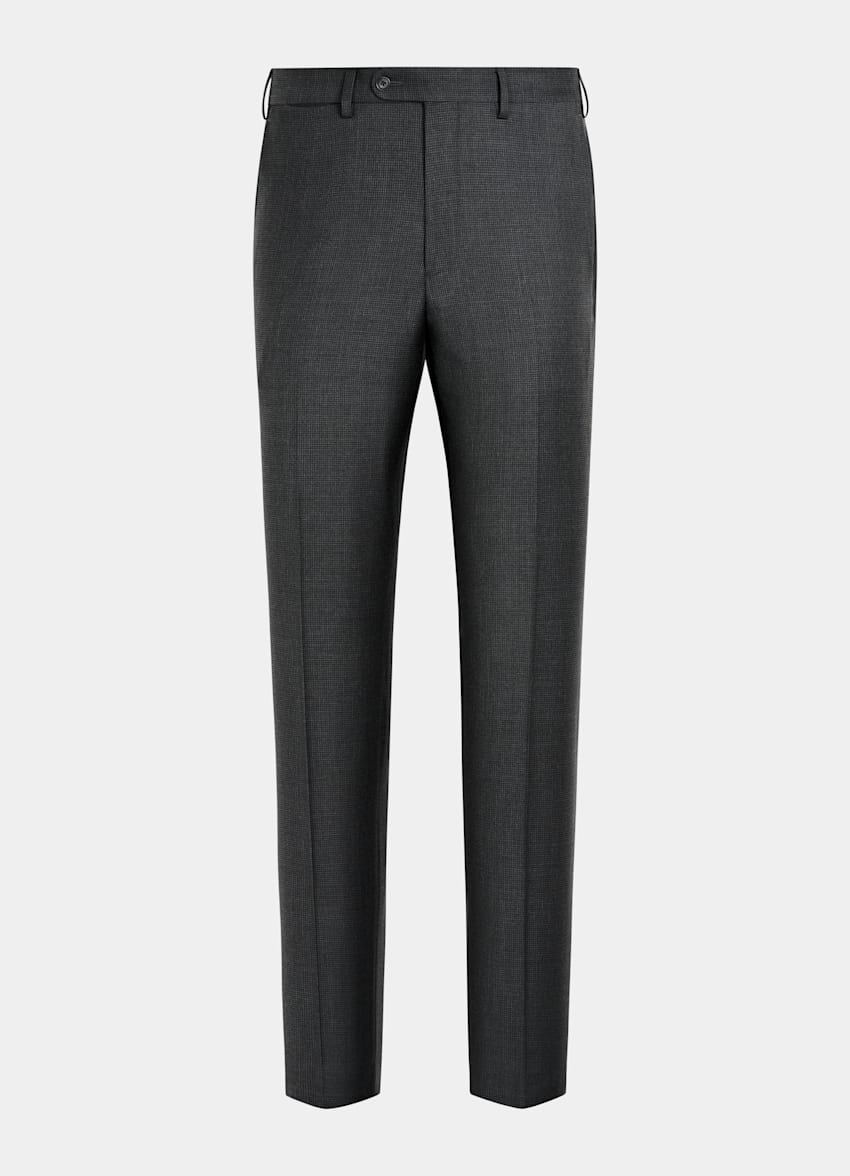 Dark Grey Houndstooth Tailored Fit Havana Suit