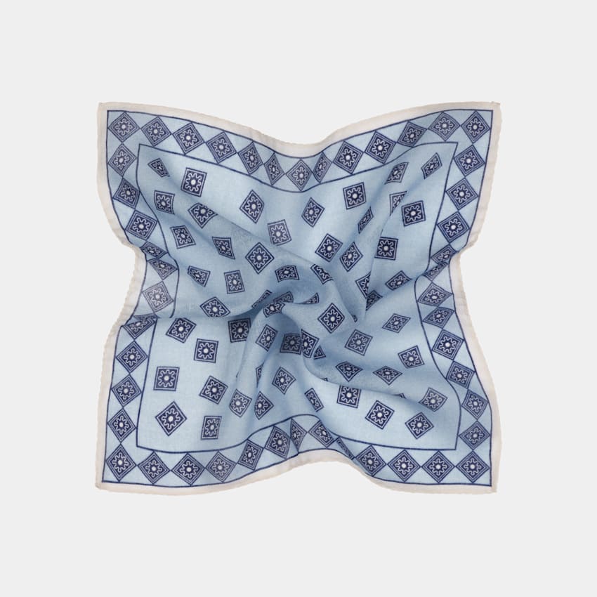 Light Blue Graphic Pocket Square