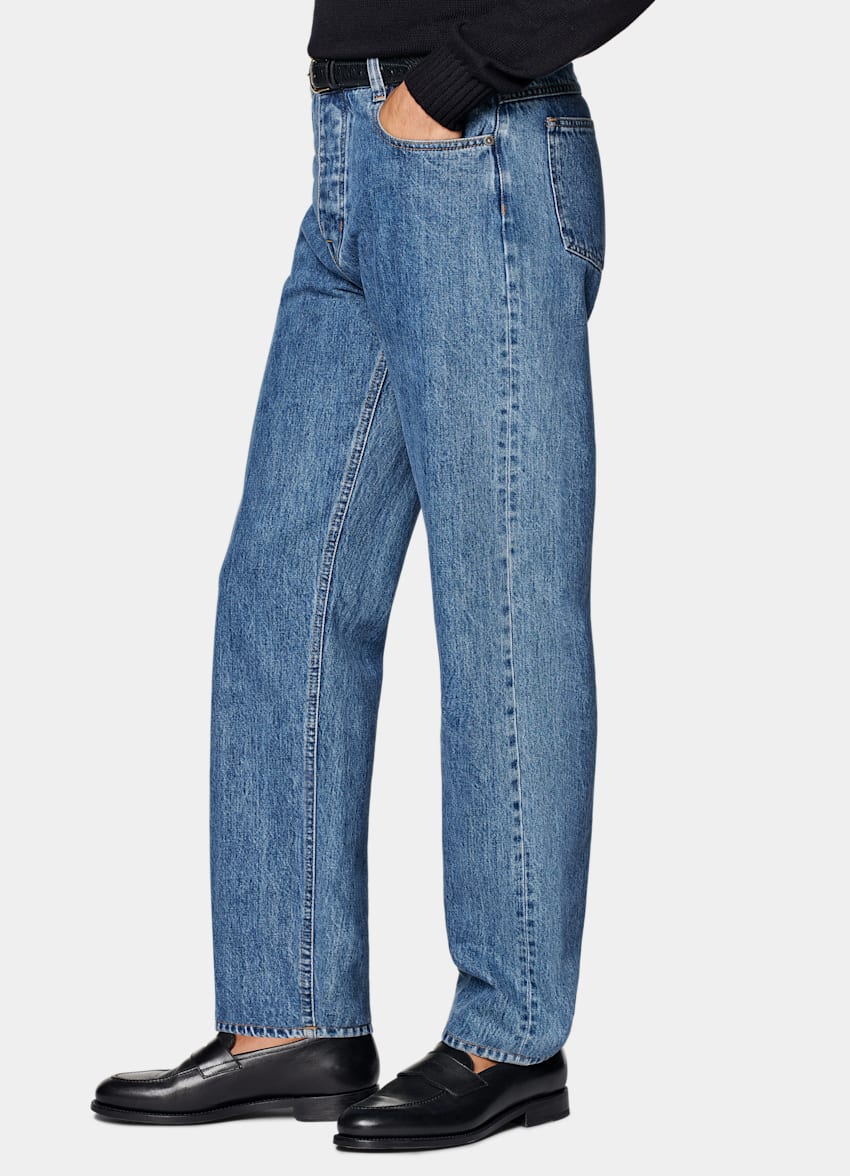 Mid Blue Straight Leg Jeans