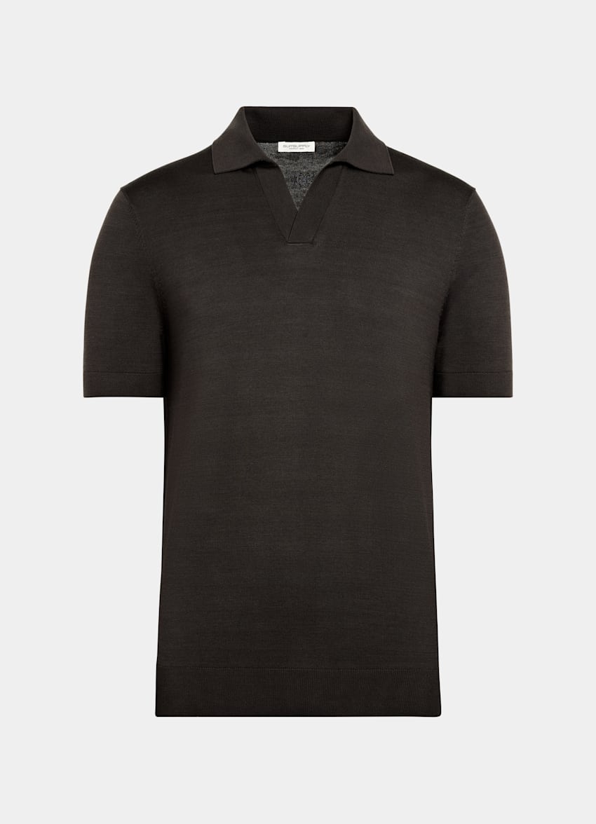 Dark Brown Buttonless Polo