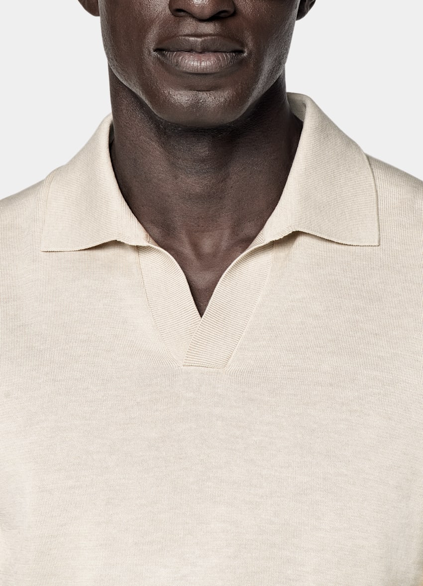 Sand Buttonless Polo