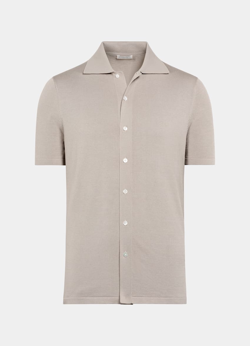 Light Taupe Polo Cardigan