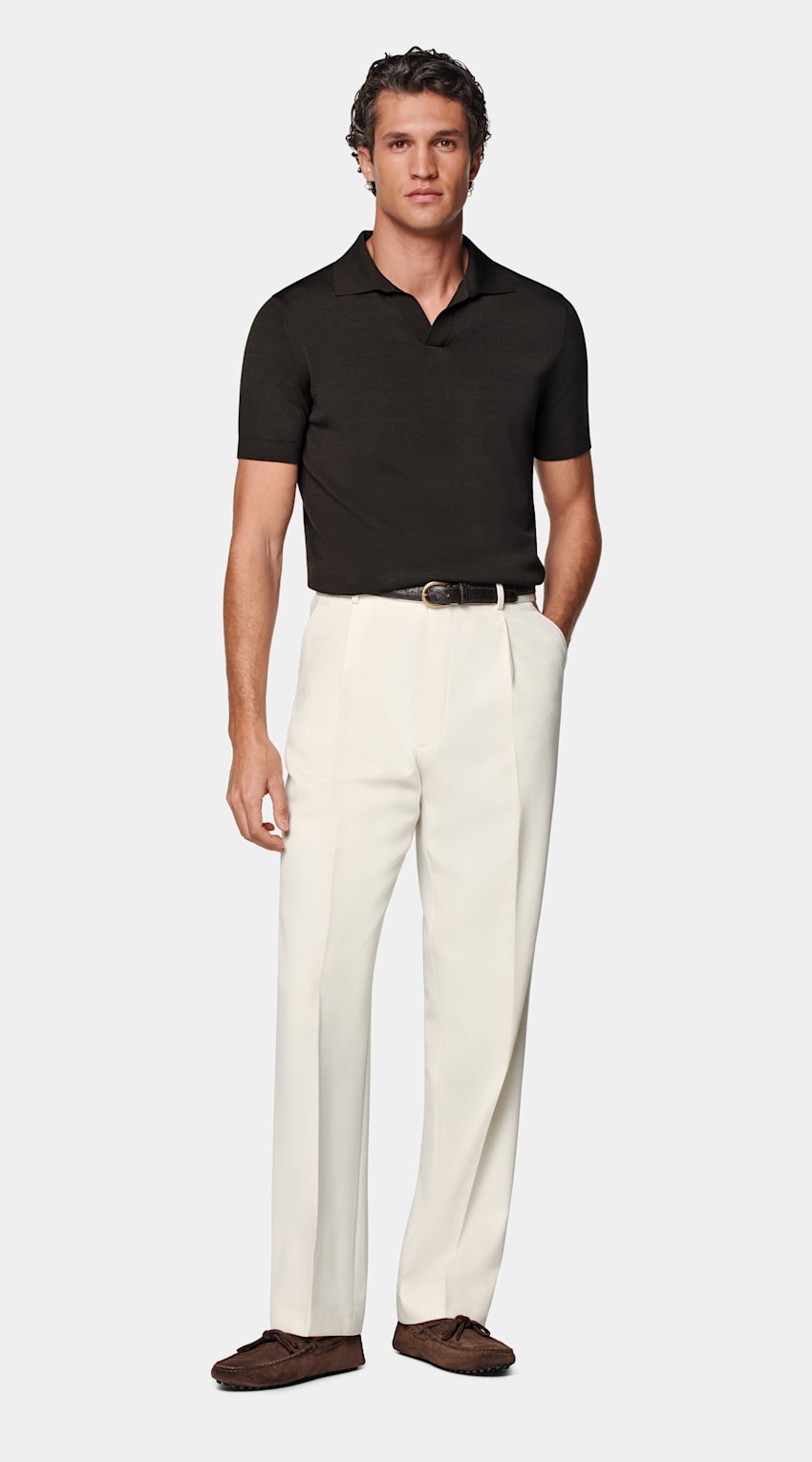 Dark Brown Buttonless Polo