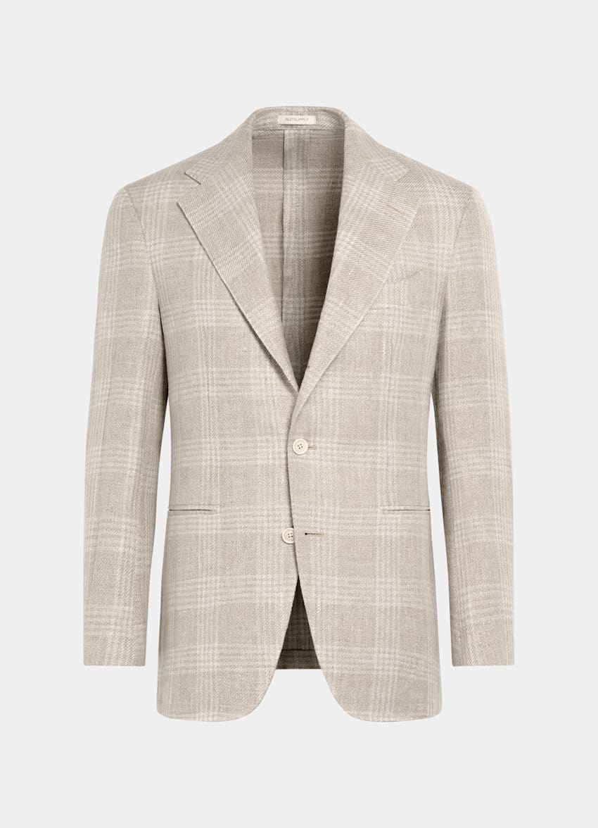 Sand Checked Relaxed Fit Roma Blazer