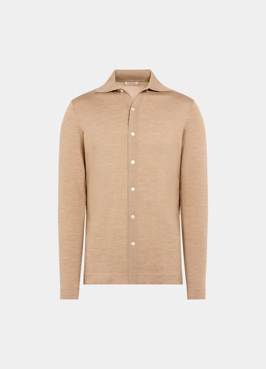Navy Merino Long Sleeve Polo Cardigan