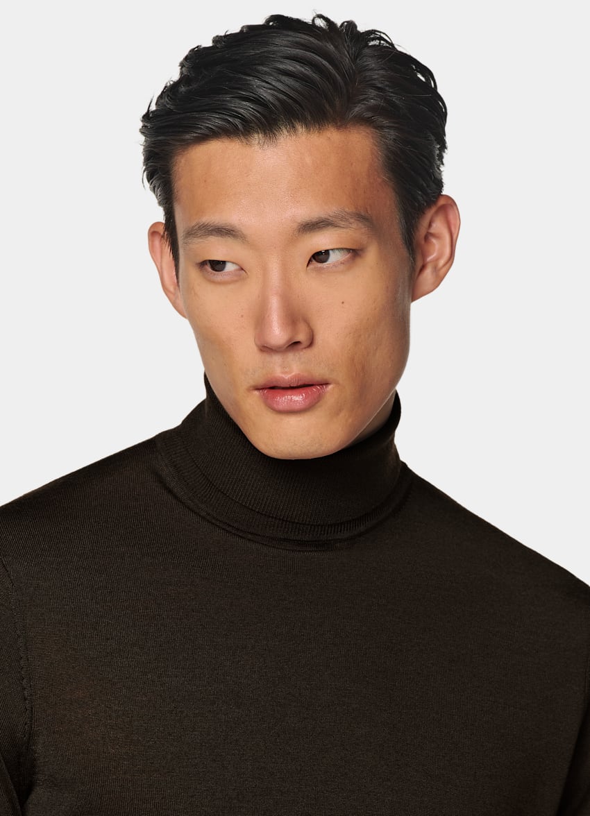 Dark Brown Merino Turtleneck