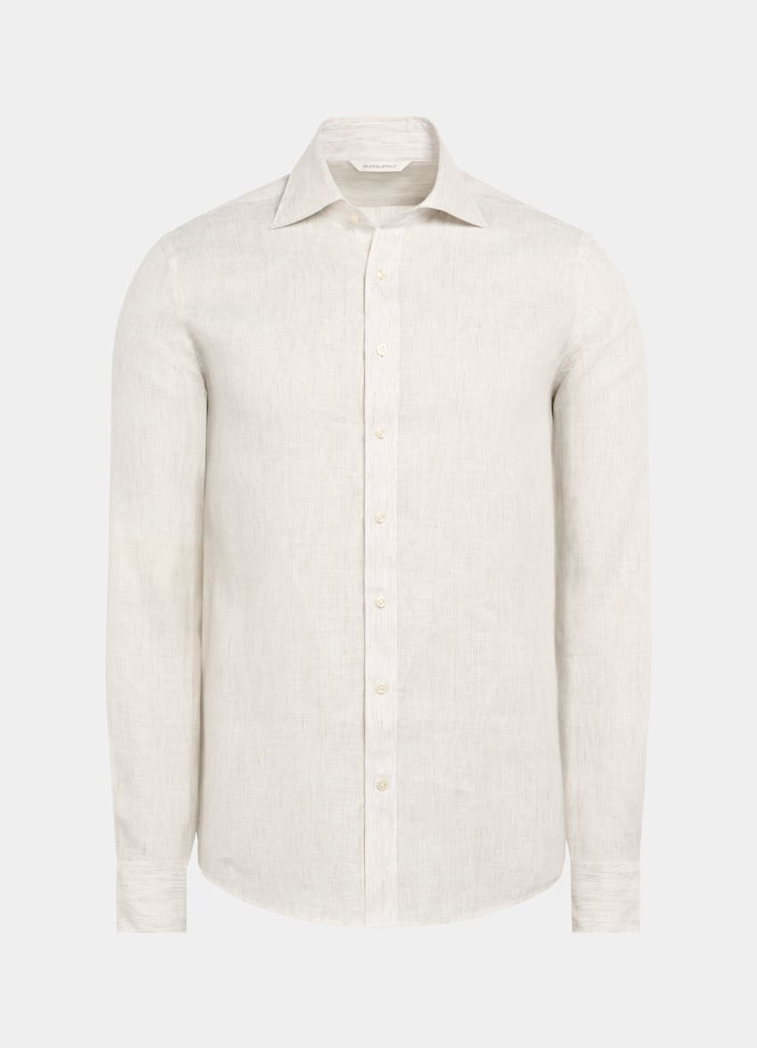 Light Brown Striped Slim Fit Shirt