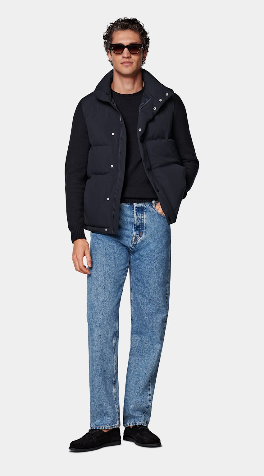 Navy Padded Zip Vest