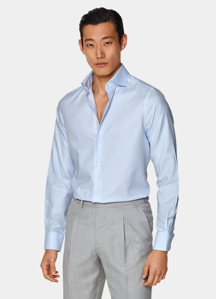 Light Blue Striped Oxford Extra Slim Fit Shirt