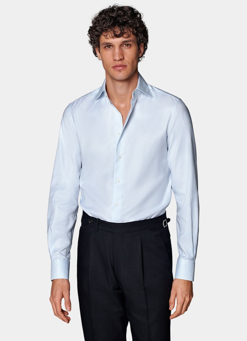 Light Blue Striped Oxford Extra Slim Fit Shirt