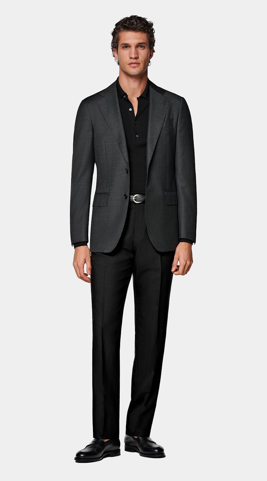 Dark Grey Tailored Fit Havana Suit Jacket