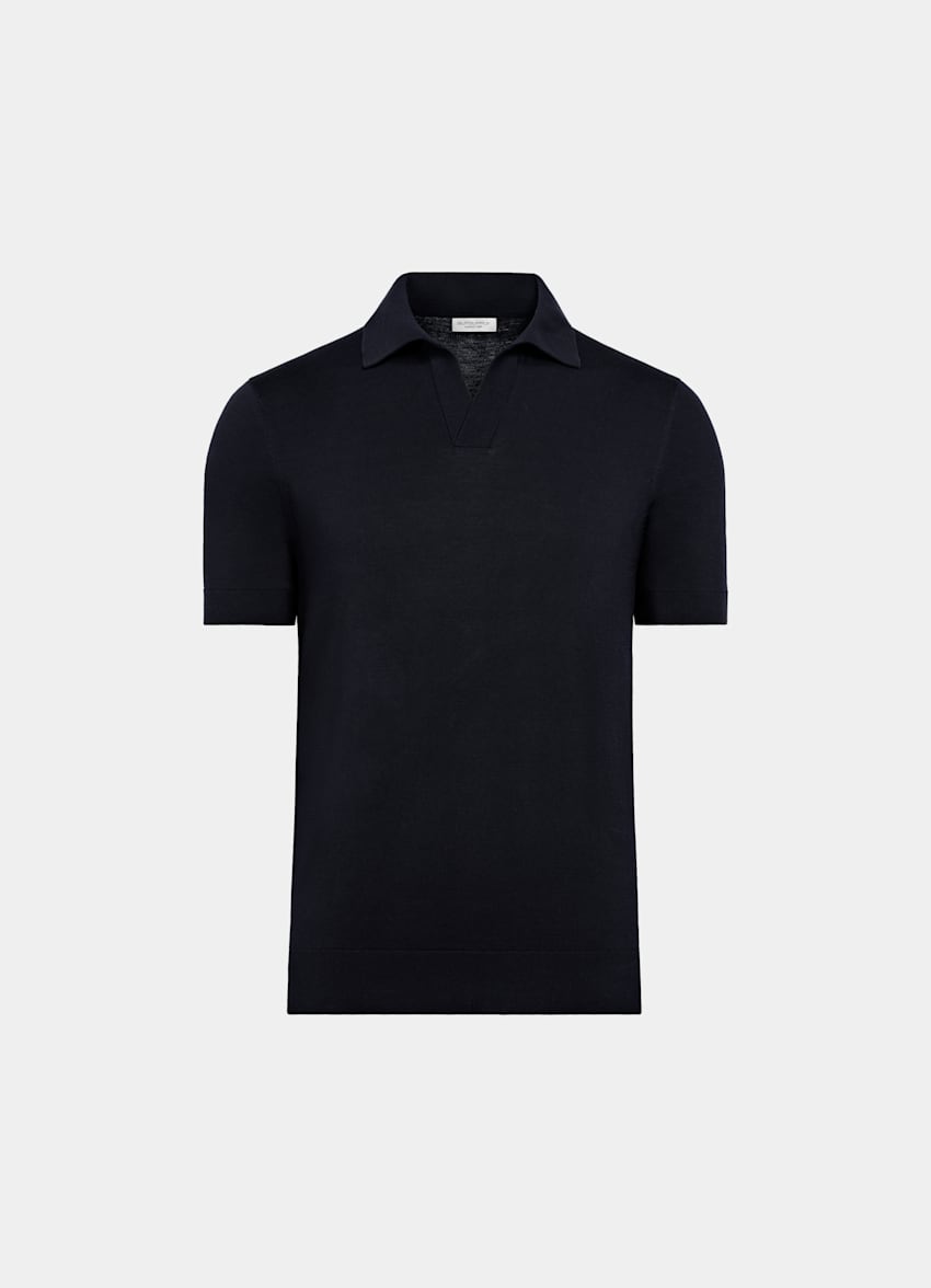 Navy Buttonless Polo