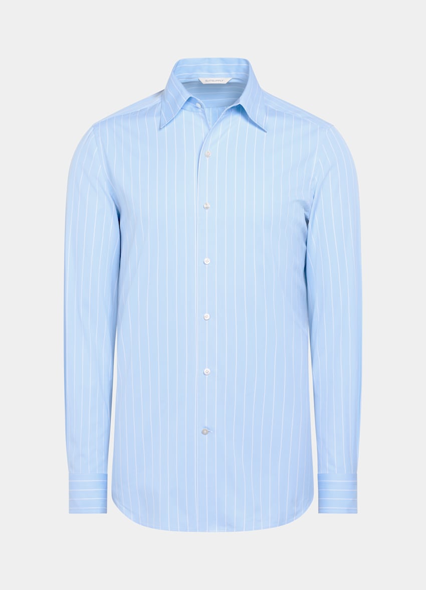 Light Blue Striped Tailored Fit Shirt
