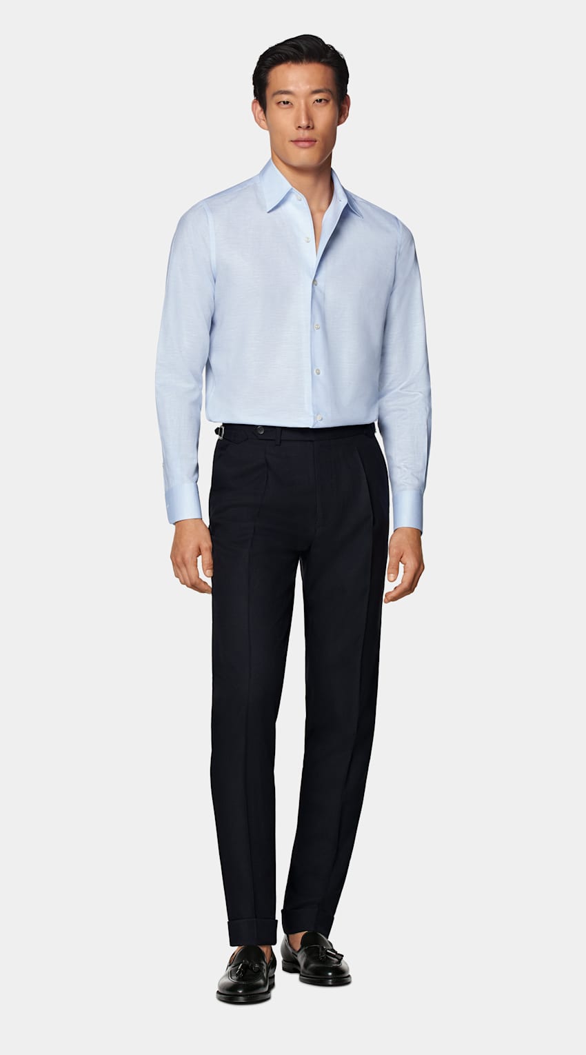 Light Blue Classic Collar One Piece Slim Fit Shirt