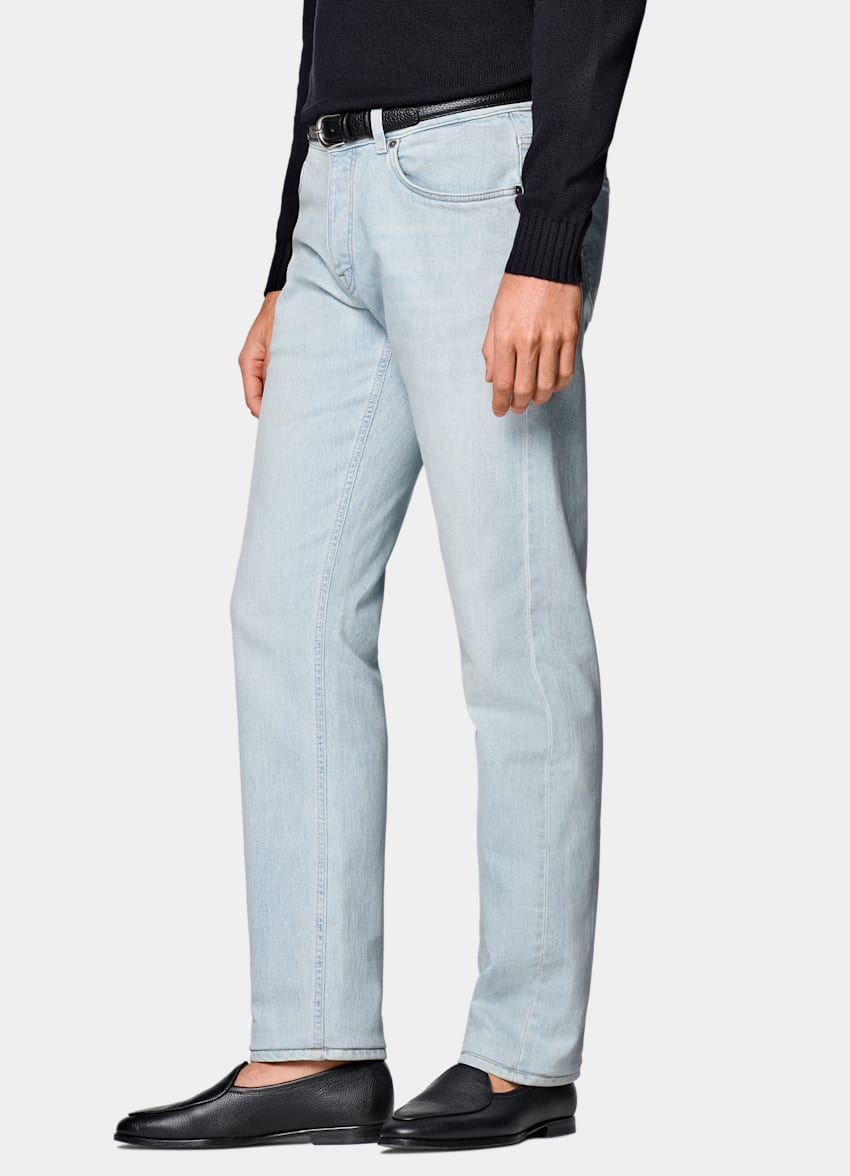 Light Blue Slim Leg Tapered Jeans