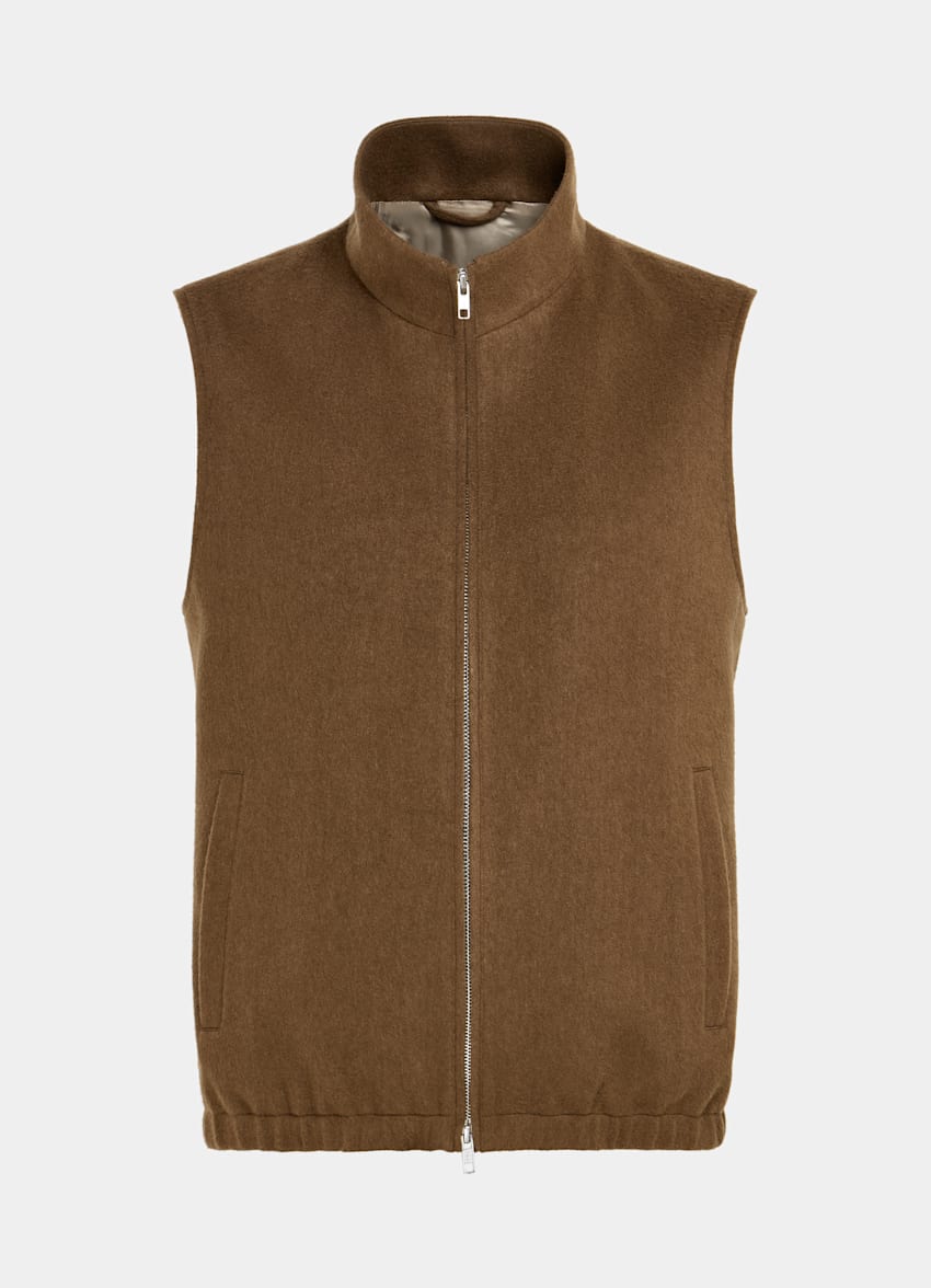 Mid Brown Zip Vest