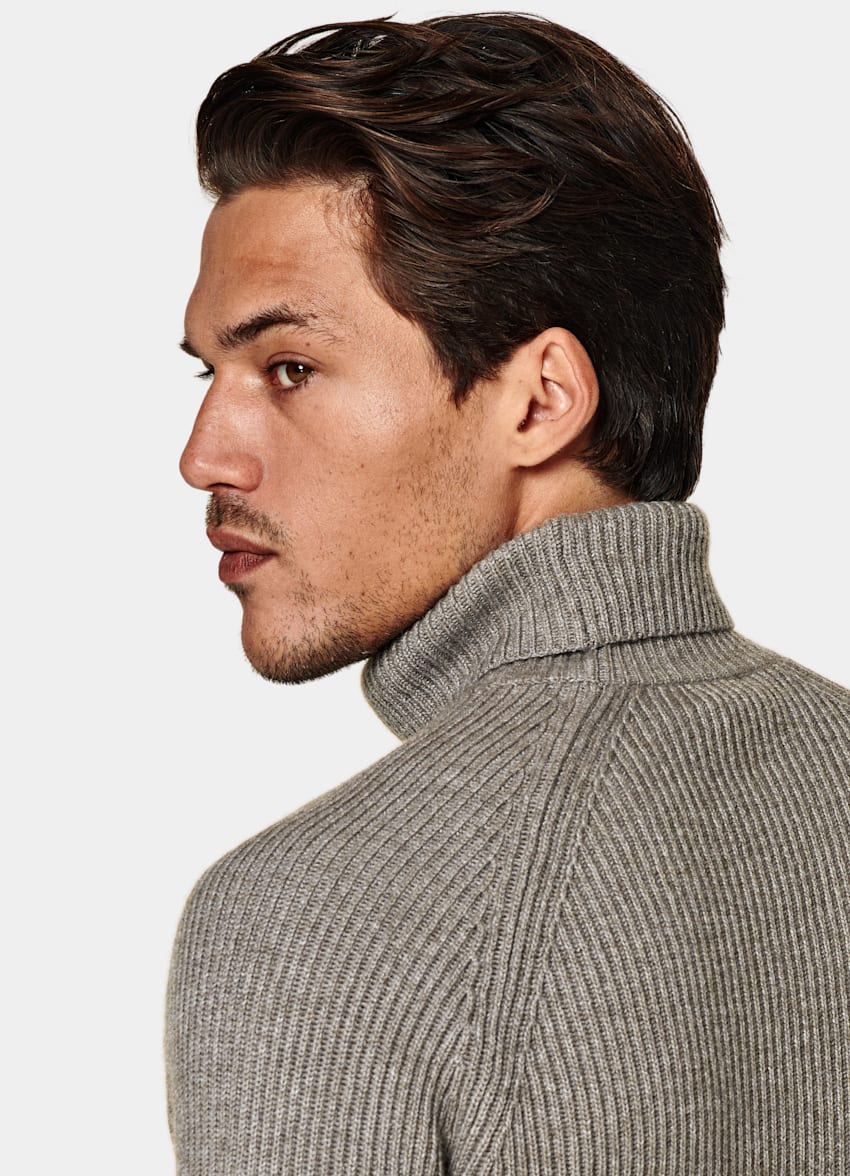 Taupe Ribbed Turtleneck