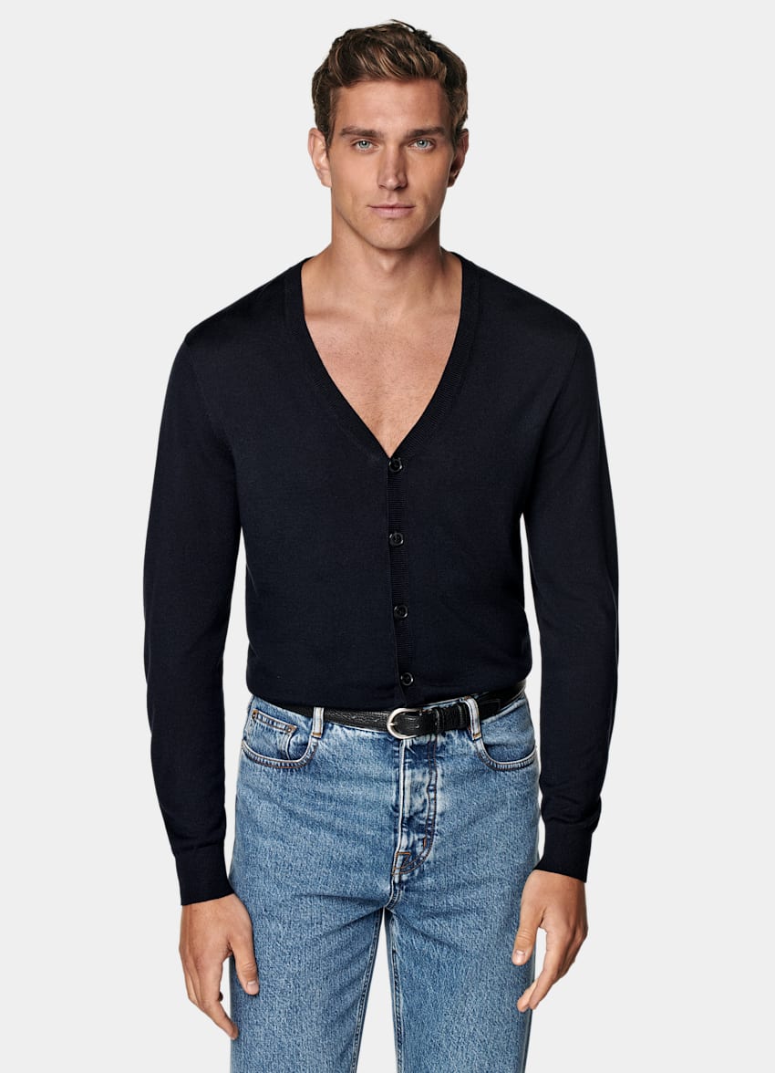 Navy V-Neck Cardigan