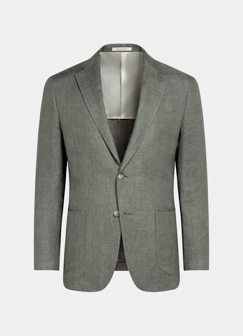 Mid Green Tailored Fit Havana Suit Jacket
