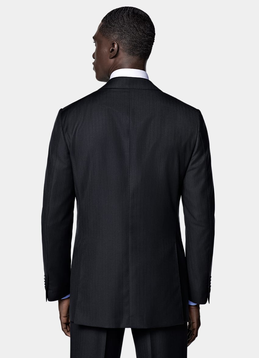 Navy Striped Tailored Fit Milano Suit