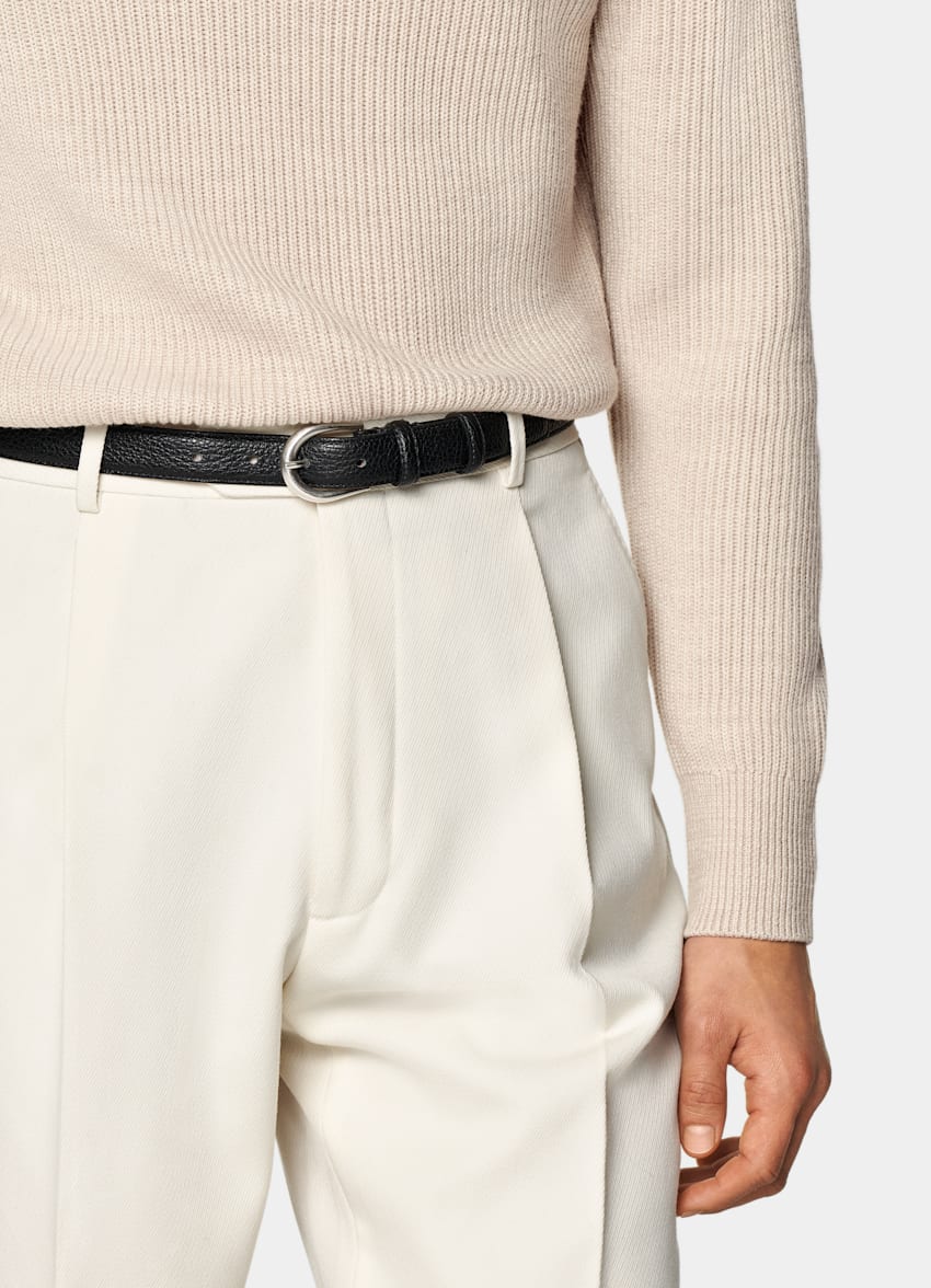 Sand Merino Ribbed Turtleneck