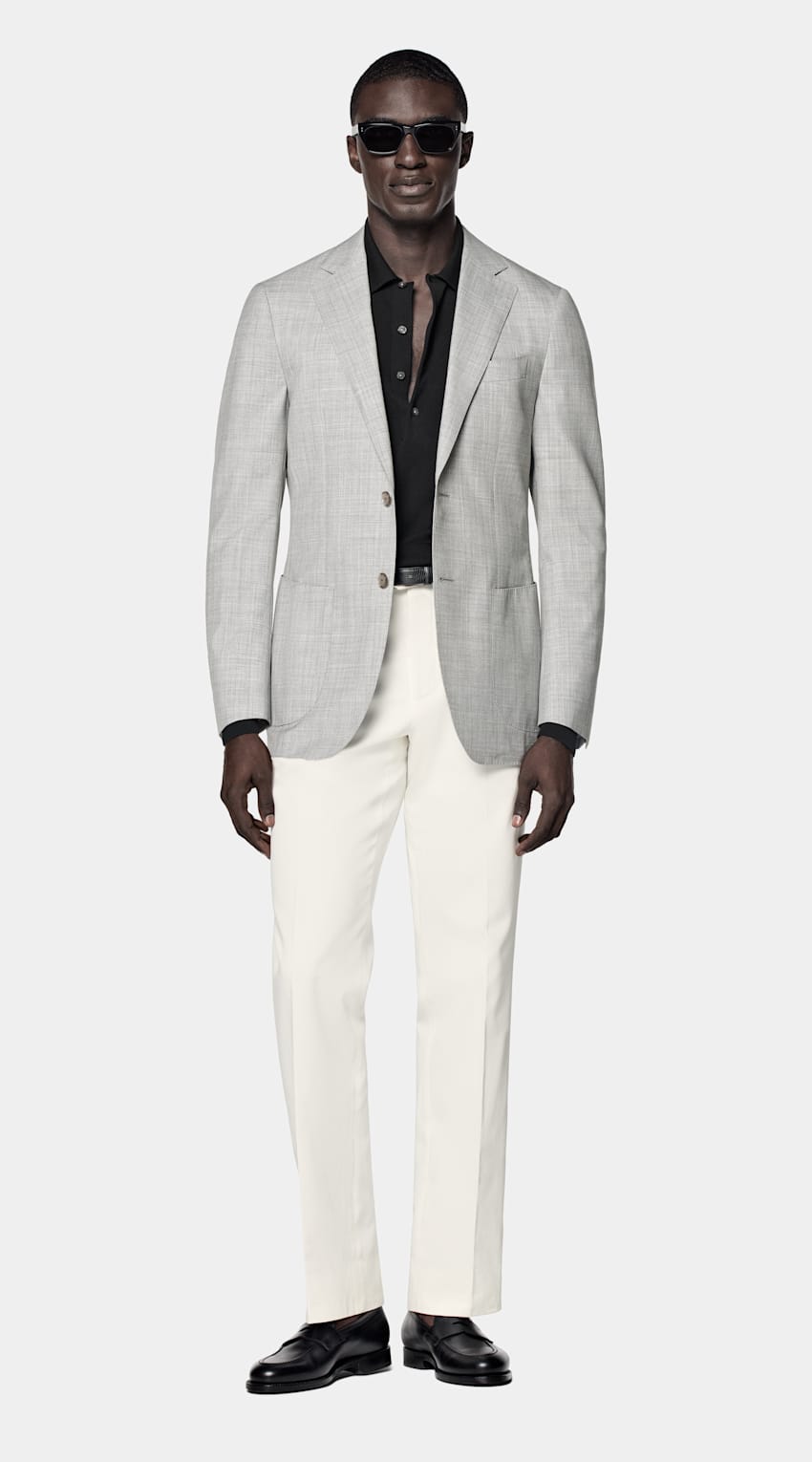 Light Grey Tailored Fit Havana Suit Jacket