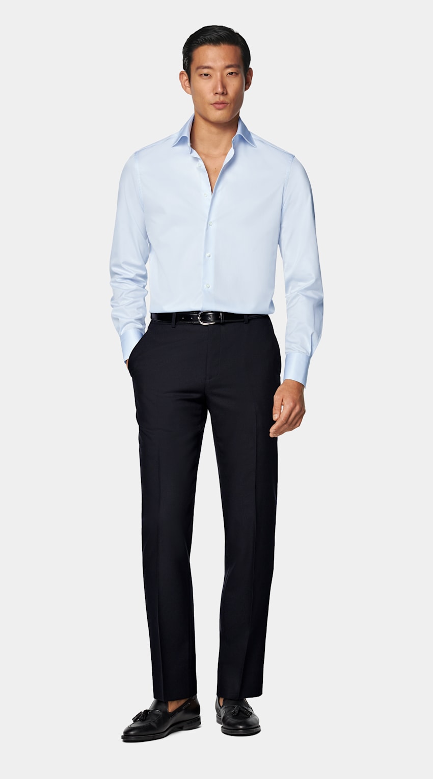 Light Blue Twill Tailored Fit Shirt