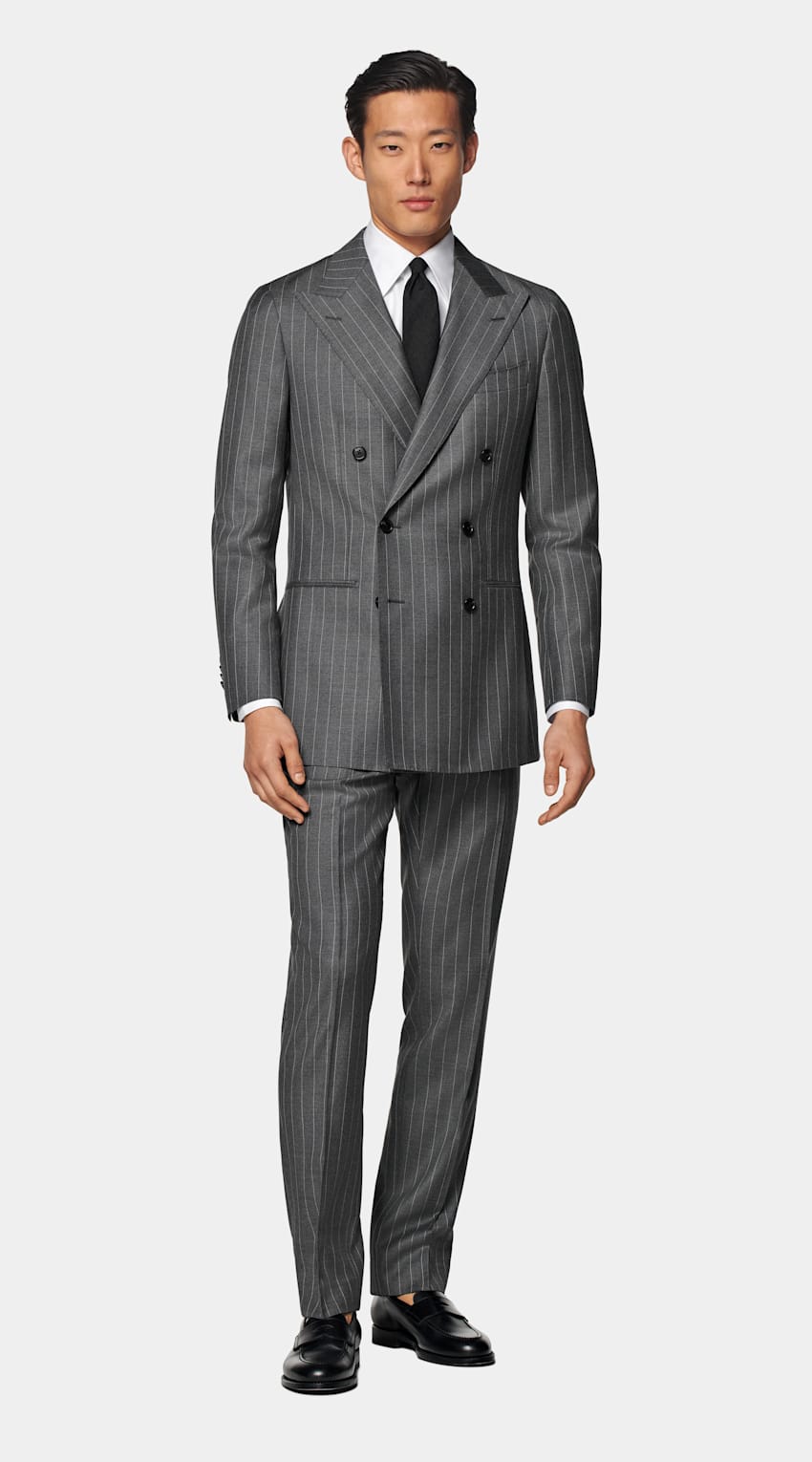 Mid Grey Striped Custom Made Suit