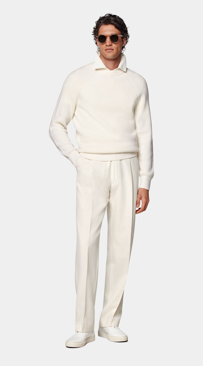 Off-White Merino Ribbed Crewneck