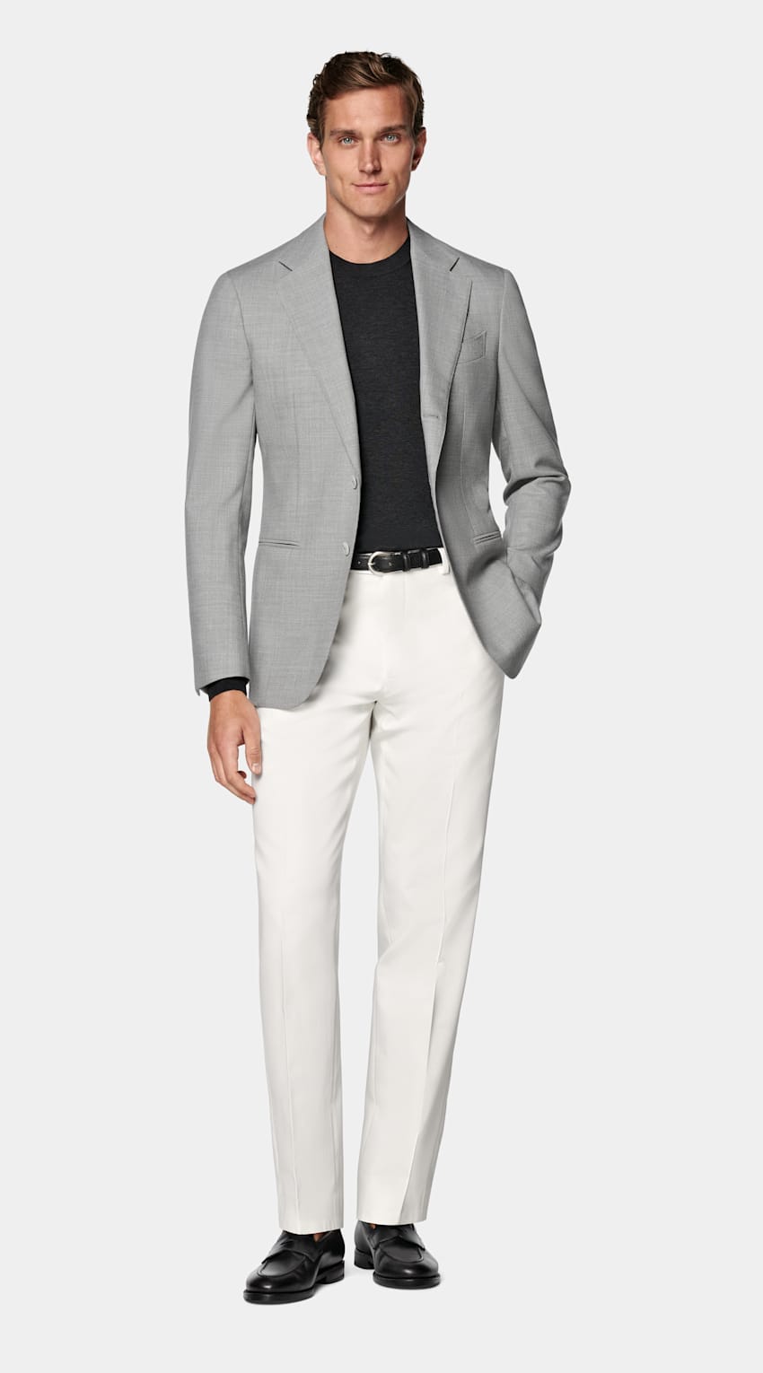 Light Grey Tailored Fit Havana Suit Jacket