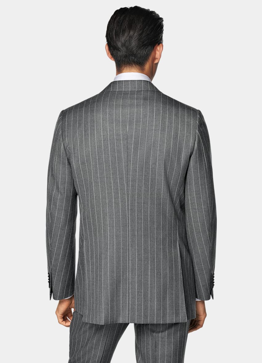 Mid Grey Striped Tailored Fit Milano Suit
