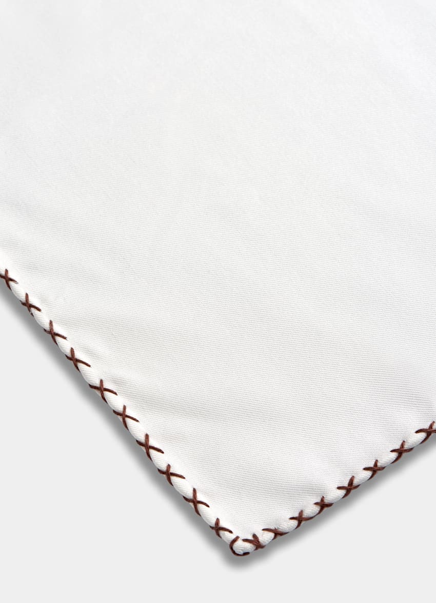 White Stitch Edge Pocket Square