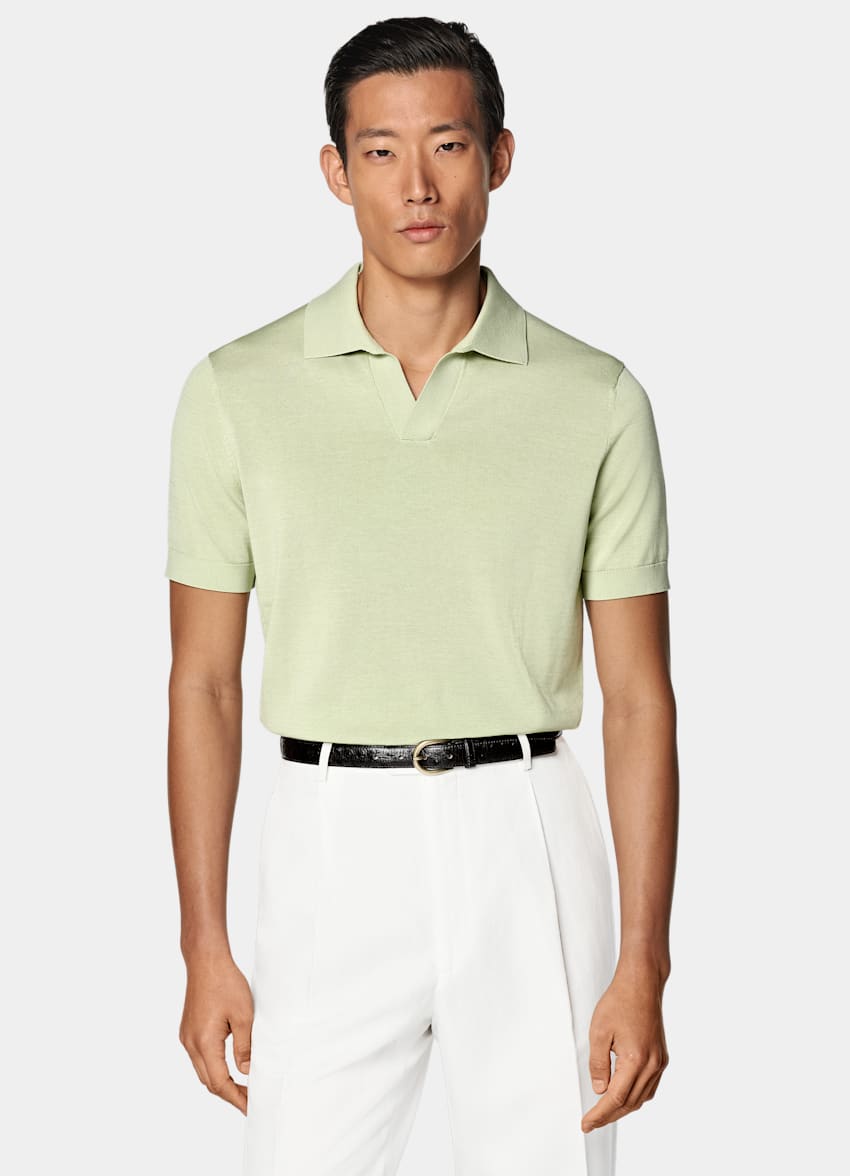 Light Green Buttonless Polo