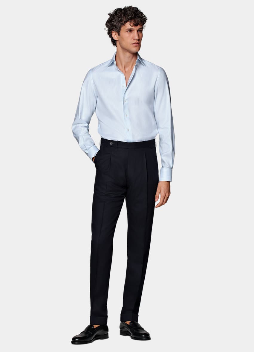 Light Blue Striped Oxford Extra Slim Fit Shirt