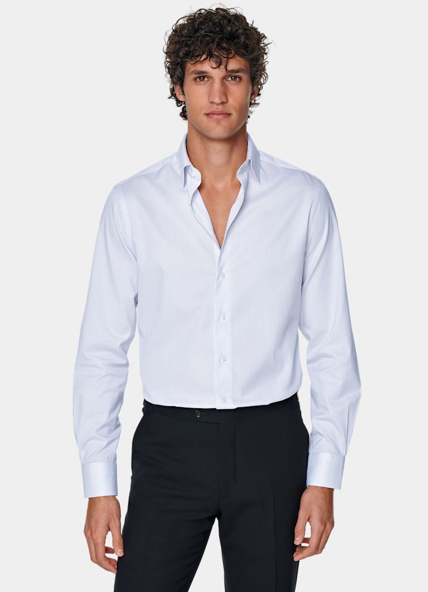 White Striped Twill Slim Fit Shirt