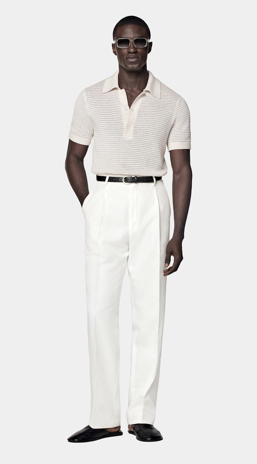 Light Grey Crochet Polo
