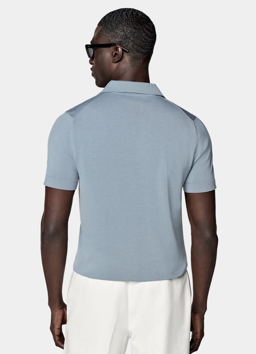 Light Blue Buttonless Polo