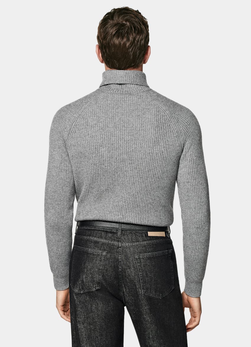 Grey Ribbed Turtleneck