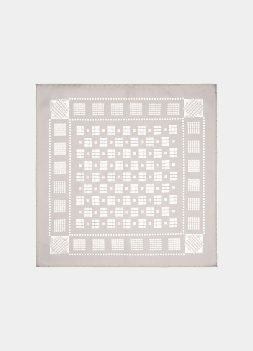 Light Brown Graphic Pocket Square