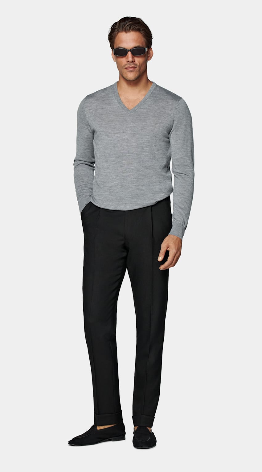 Grey Merino V-Neck