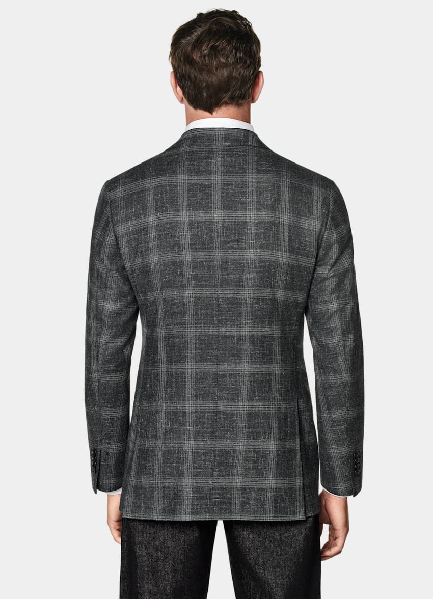 Grey Checked Tailored Fit Havana Blazer