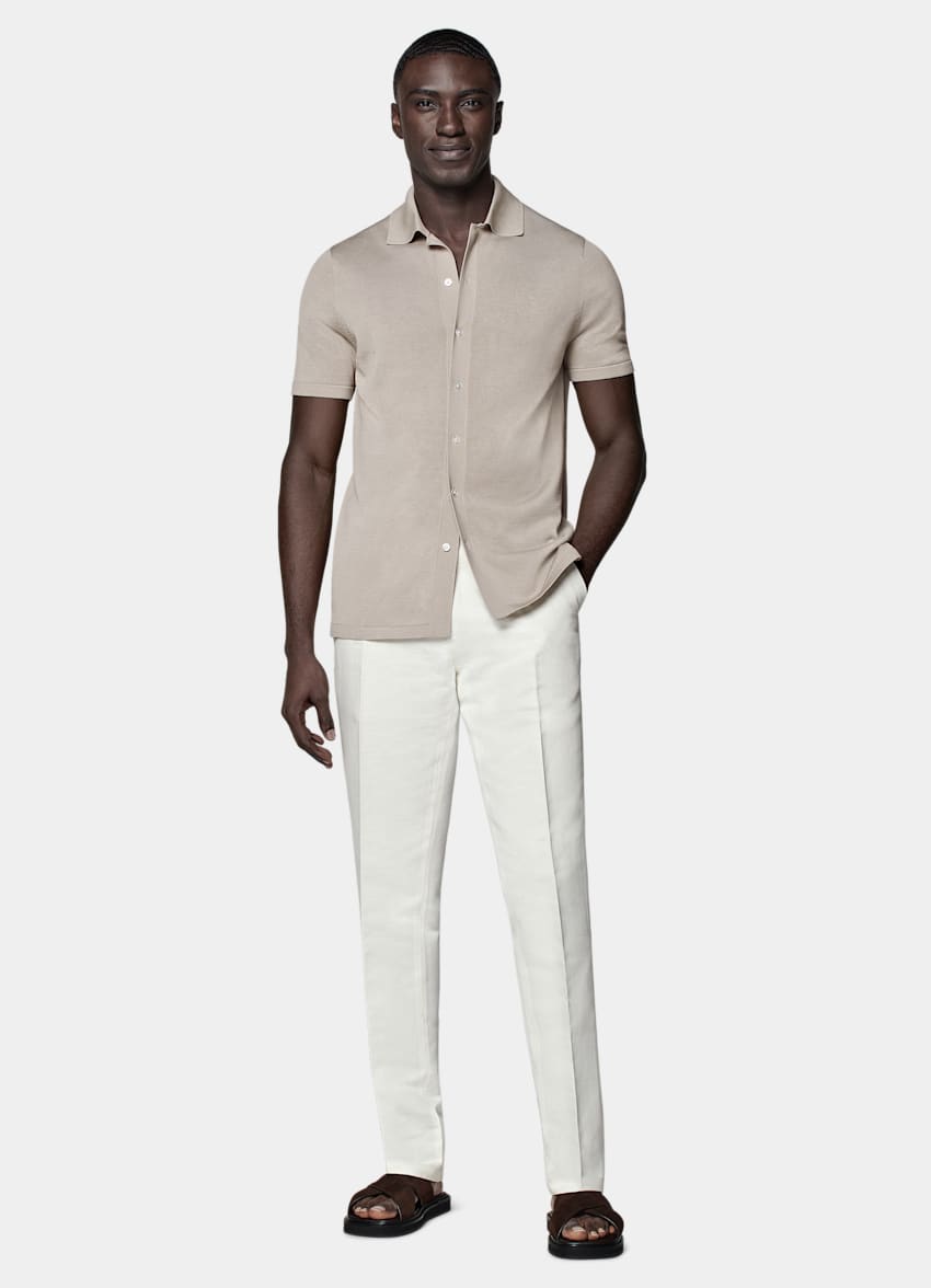 Light Taupe Polo Cardigan