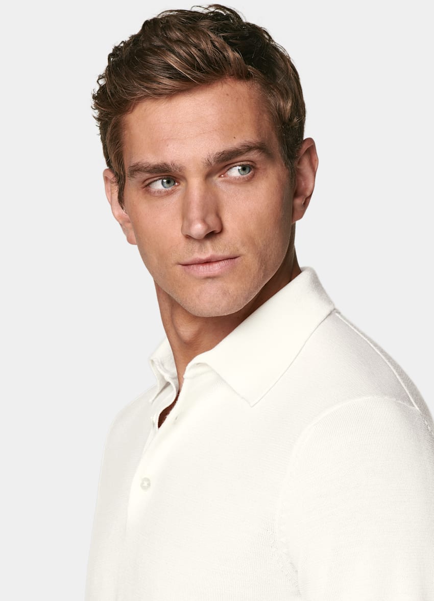 Off-White Merino Long Sleeve Polo
