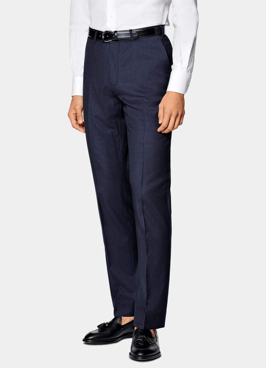 Navy Houndstooth Tailored Fit Havana Suit