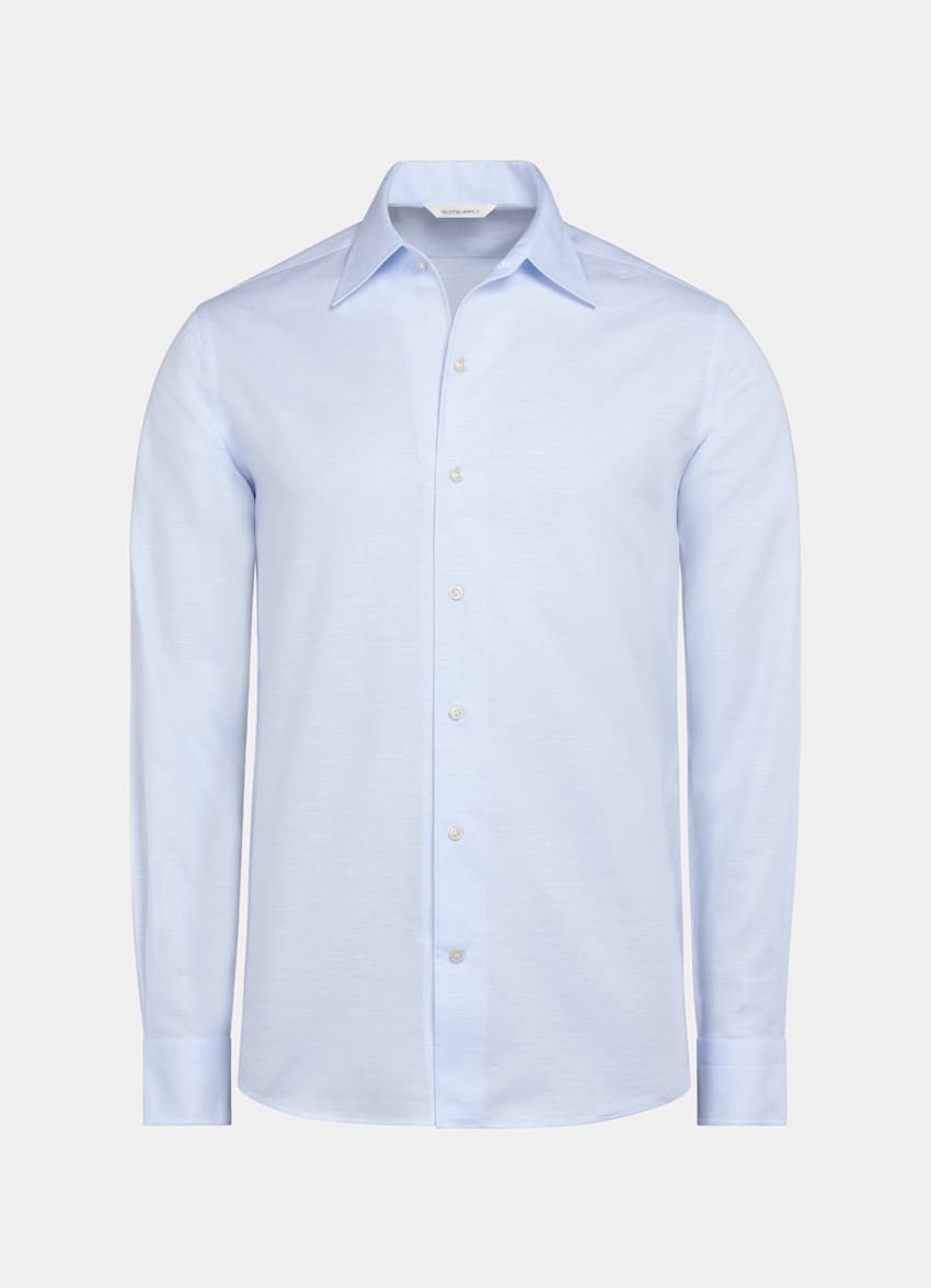 Light Blue Classic Collar One Piece Slim Fit Shirt