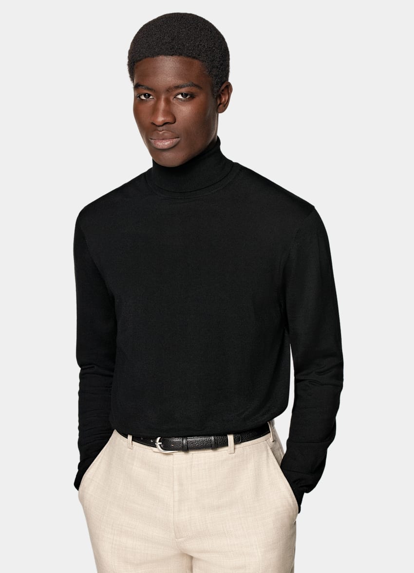 Black Merino Turtleneck