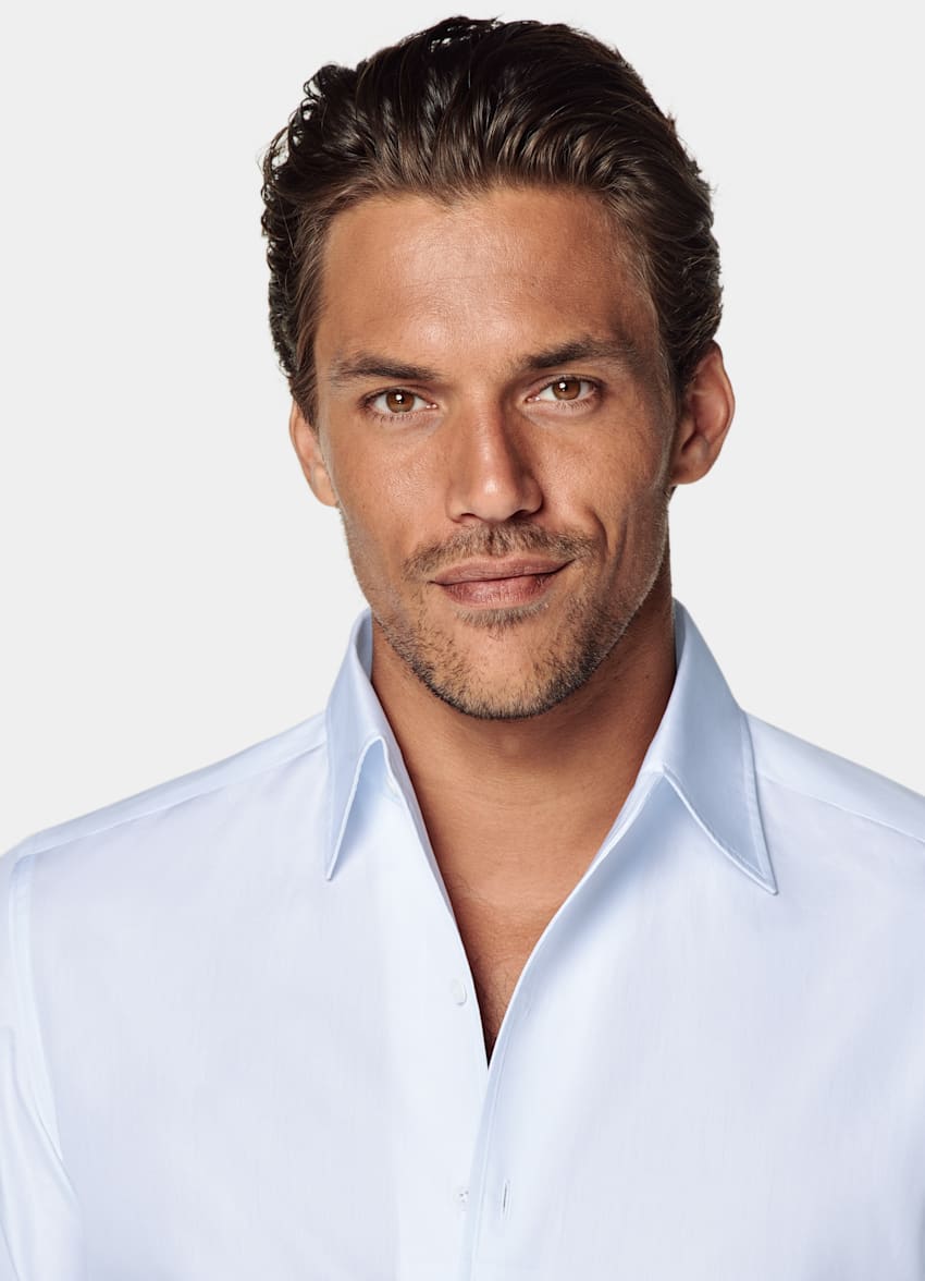 Light Blue Classic Collar One Piece Tailored Fit Shirt
